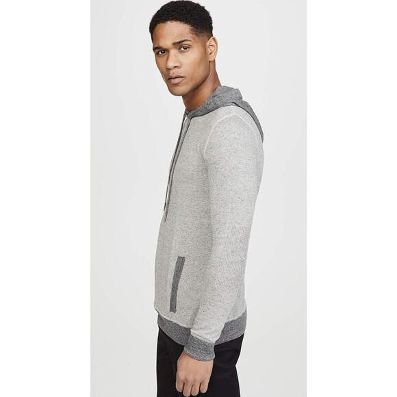 Billy Reid Contrast Stitch Sweater Hoodie Pullover Shirt Grey Large Linen Blend - Picture 4 of 16